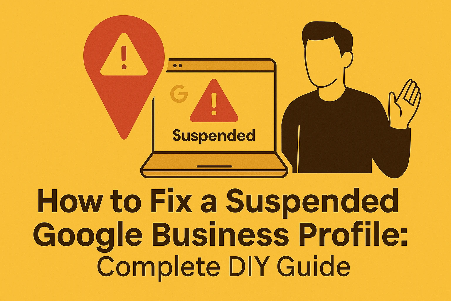 Vinay Toshniwal's DIY guide illustration on fixing suspended Google Business Profiles